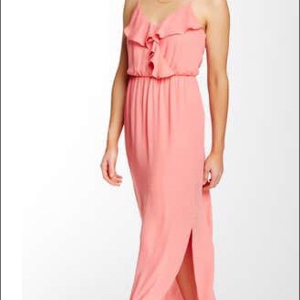 Pink Owl Ruffle Maxi in Coral- Medium NWT